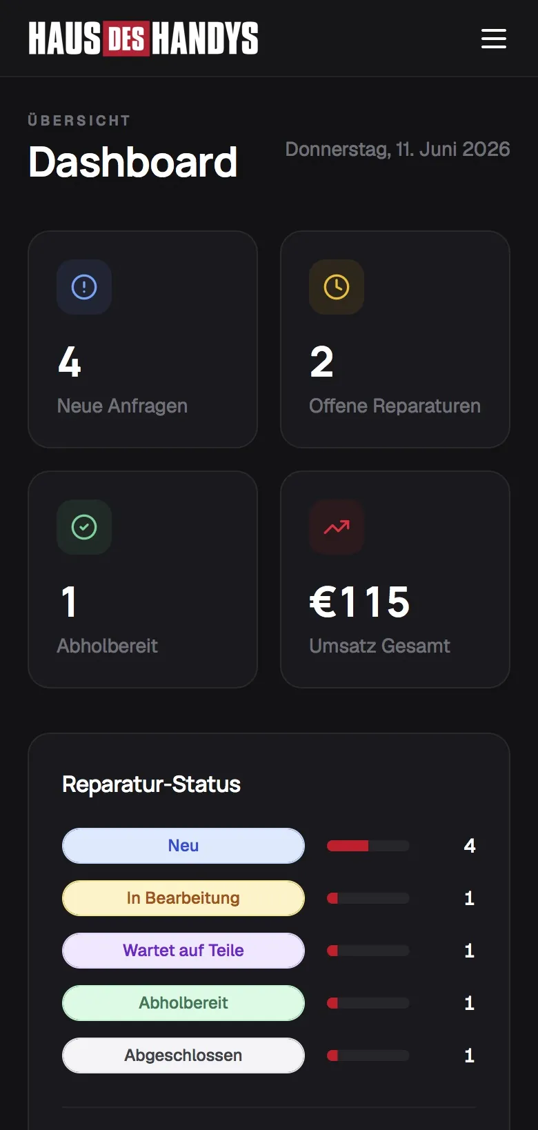 HausDesHandys — Admin Dashboard mobil