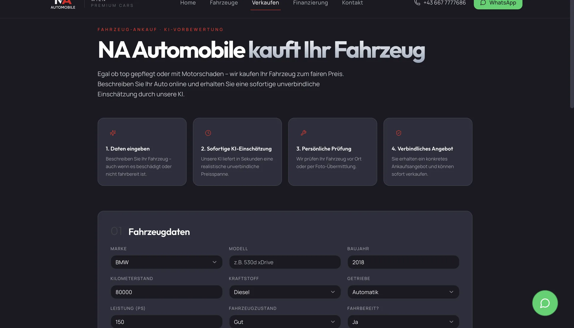 NAAutomobile — Fahrzeug anbieten: Fahrzeugdaten erfassen