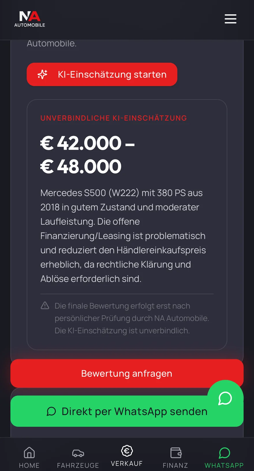 NAAutomobile Mobile — unverbindliche KI-Einschaetzung