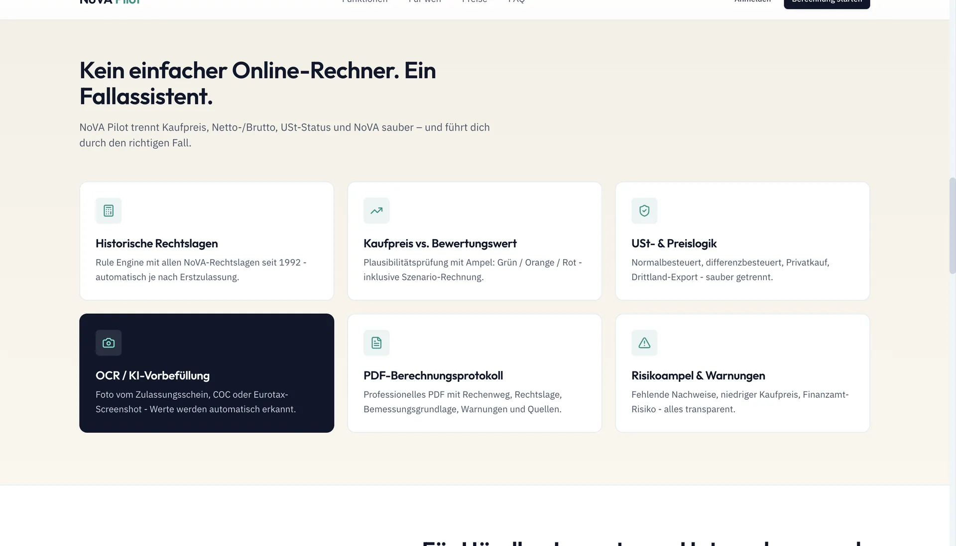 NovaPilot — Kein einfacher Online-Rechner, ein Fallassistent