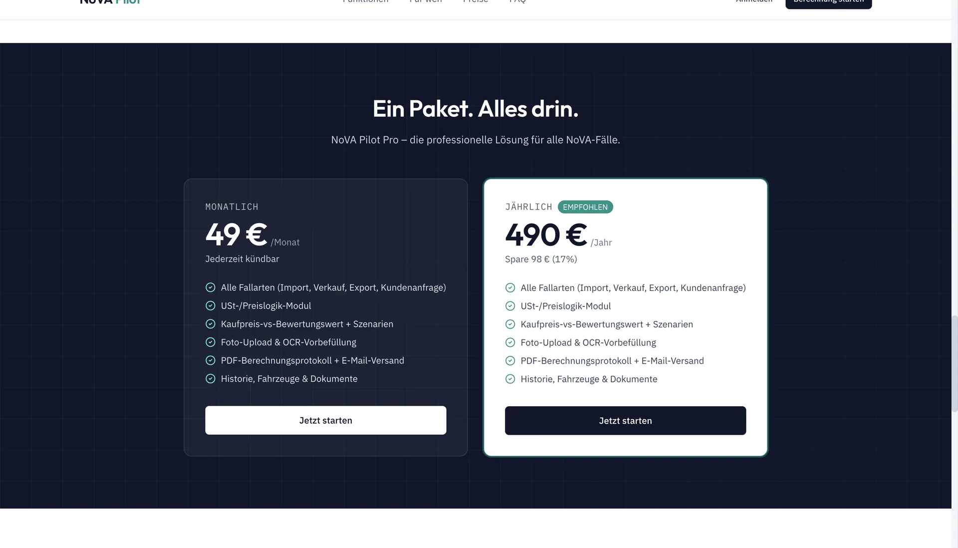 NovaPilot — Pro-Modell: Ein Paket, alles drin