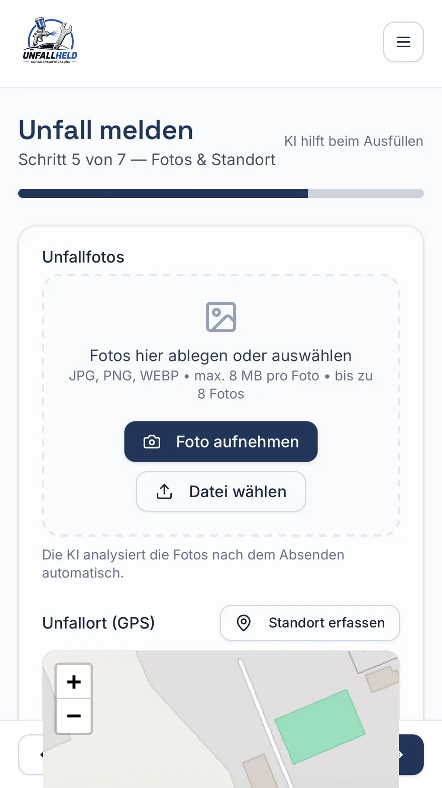 UnfallHeld Mobile — Unfallfotos und Standort